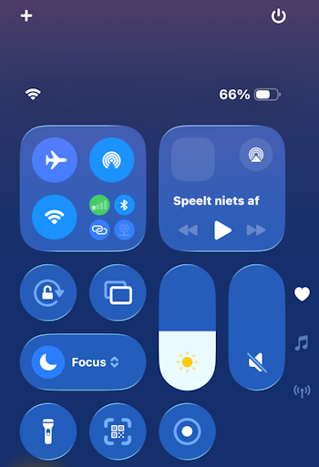 Bedieningspaneel iPhone iOS26 Bedieningspaneel iPhone iOS26